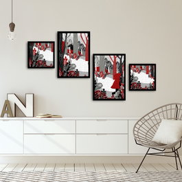 Wallity Cuadro Decorativo 4PSCT-17 de 4 Piezas Multicolor